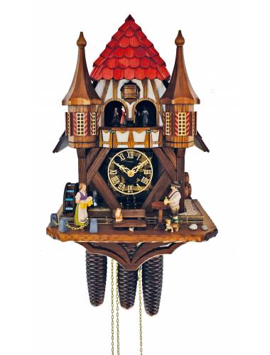 Twin Turreted Cuckoo clock with beer drinker