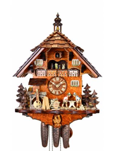 Cuckoo clock with Mill Wheel and wood men