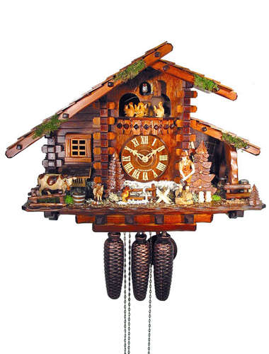 Block house Cuckoo clock with woodchopper