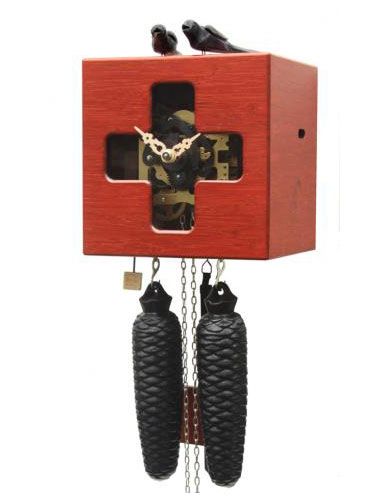 Free as a bird with window, red Cuckoo clock