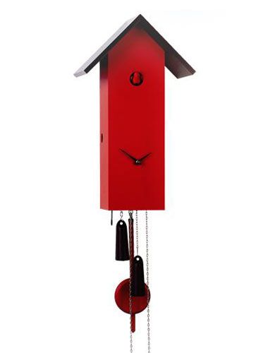 Simple line birdhouse, red Cuckoo clock