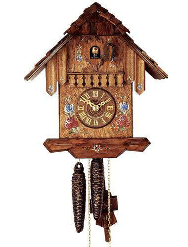 Cuckoo clock with hand painted flower motif