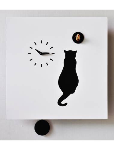 Cuckoo clock, white Cucu Cat
