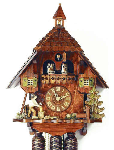 Cuckoo clock with a Forest scene and Woodchopper