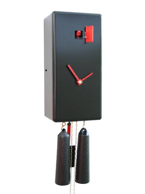 Simple line Cuboid, black Cuckoo clock