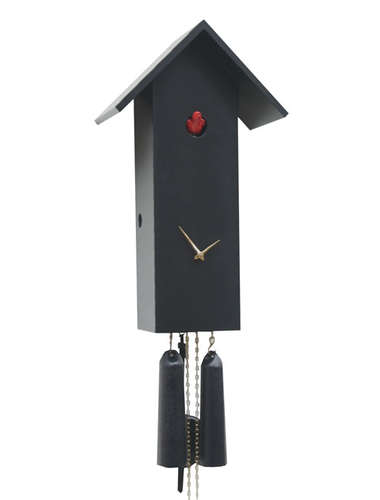 Simple line birdhouse, black Cuckoo clock
