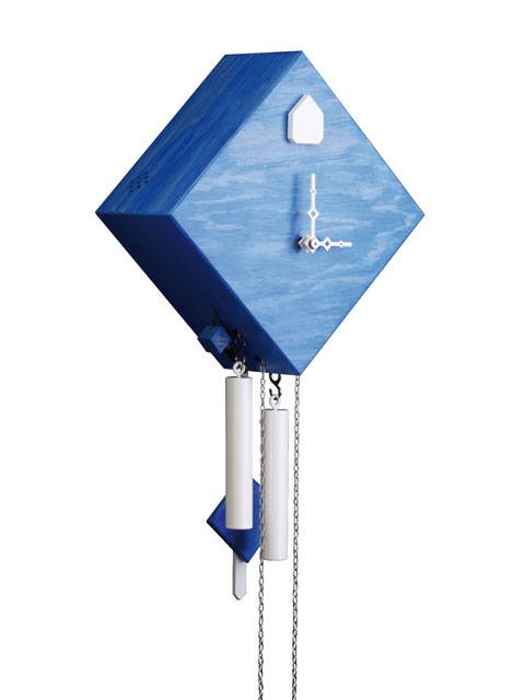 Square diamond clock, blue Cuckoo clock