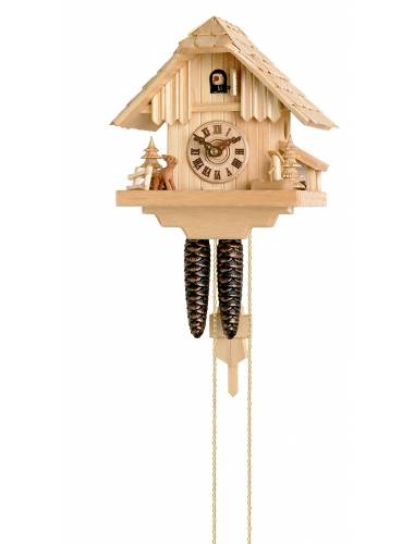 Deer and Fir trees Cuckoo clock in a natural finish