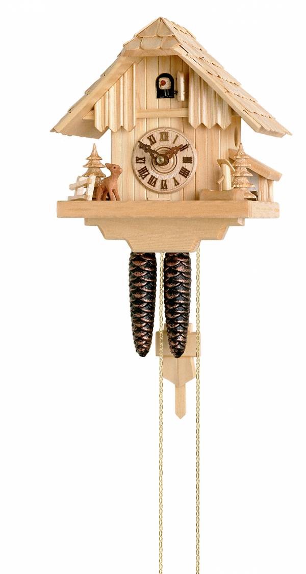 Deer and Fir trees Cuckoo clock in a natural finish