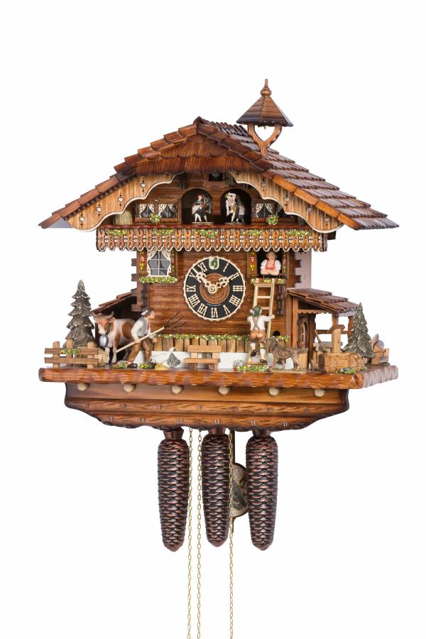 Cuckoo clock with Lover chased up ladder