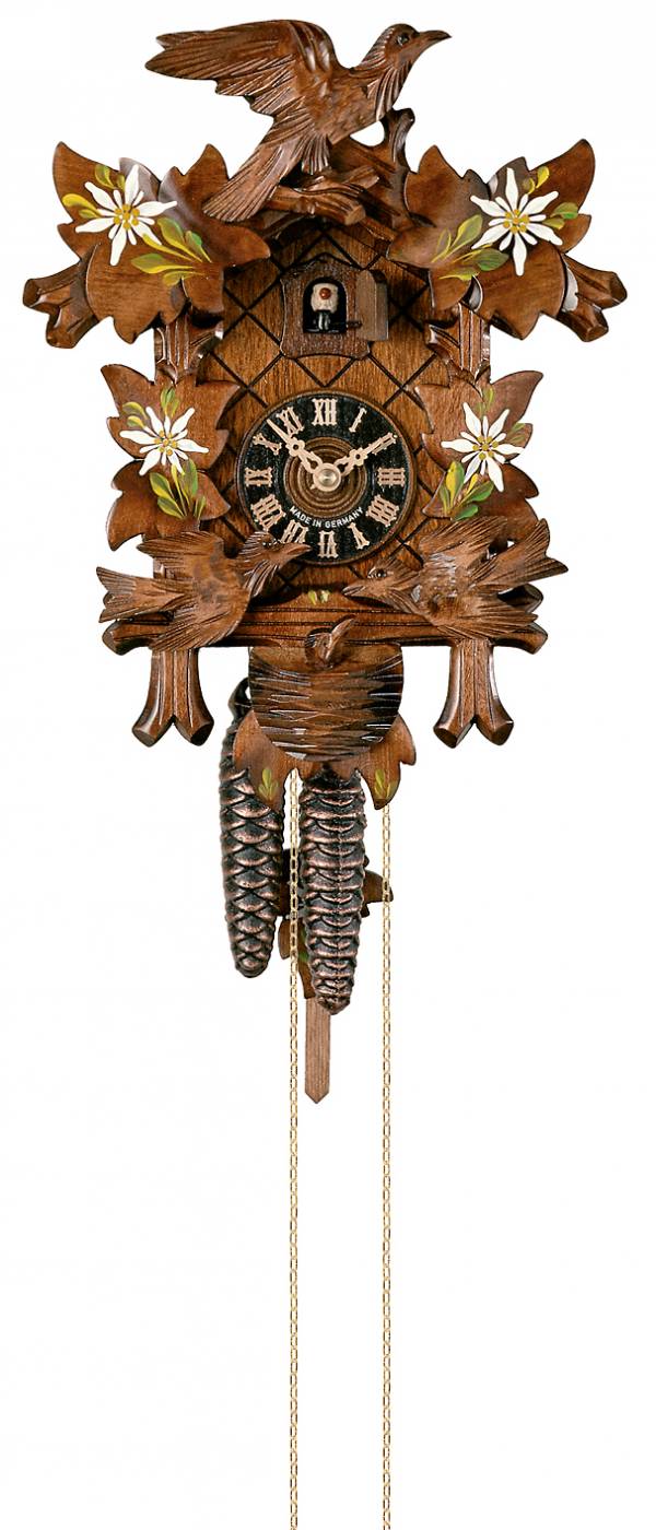 Cuckoo clock with painted flowers