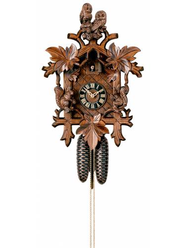 Stunning Cuckoo clock with Carved Owls and squirrels