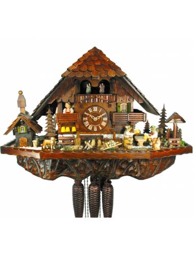 Black Forest Farmhouse Cuckoo clock with Beer Drinkers