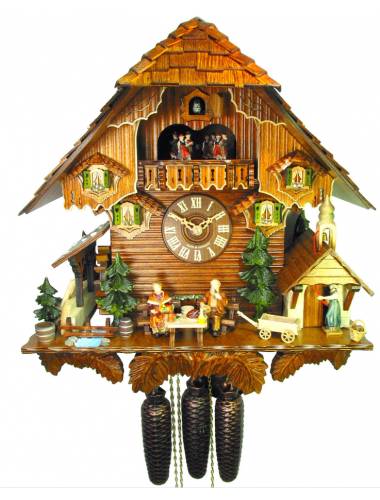 Cuckoo clock with Mill Wheel and Grandparents