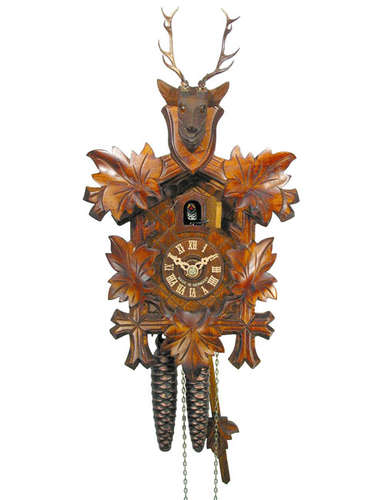 Cuckoo clock with Carved Deer head and leaves