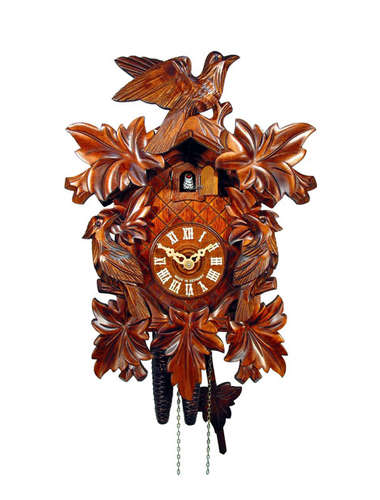 Cuckoo clock with detailed carving