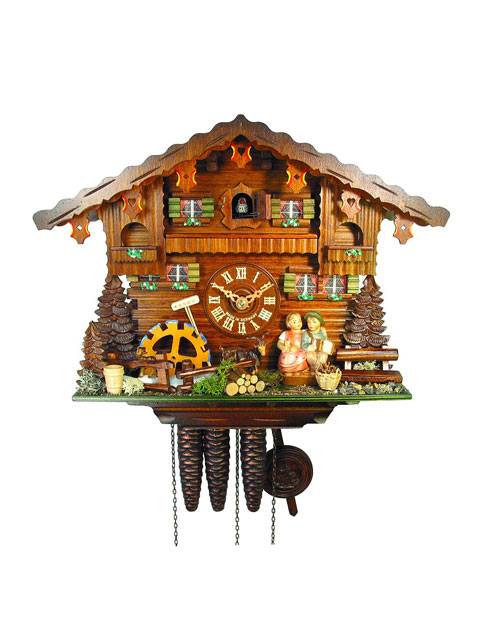 Kissing couple, chalet style Cuckoo clock