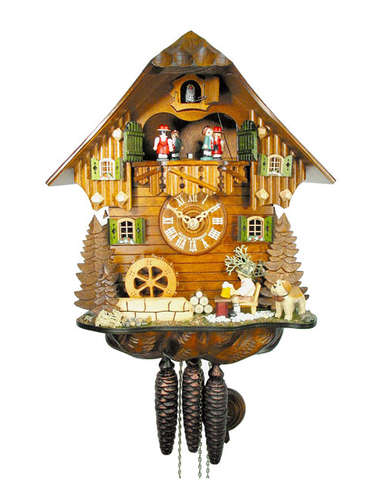 Cuckoo clock with beer drinker and St Bernard