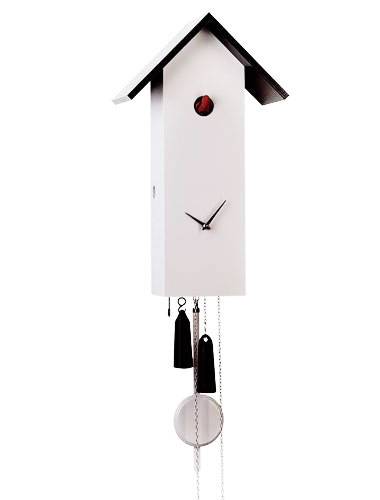 Simple line birdhouse, white Cuckoo clock