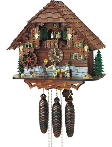 Cuckoo clock, wife, husband, rolling pin