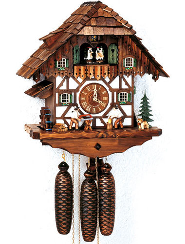 Cuckoo clock with Wood chopper and St Bernard