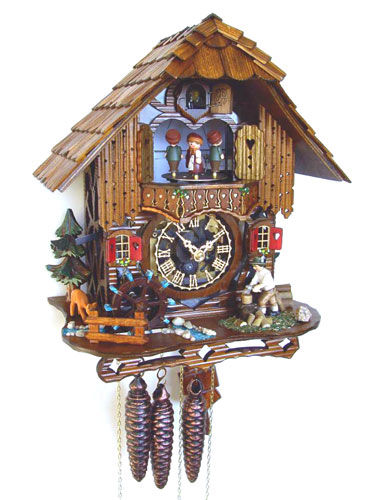 Cuckoo clock with wood chopper and Bambi deer