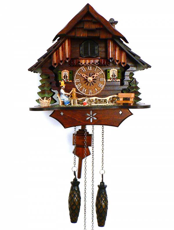 Quartz clock with Farmers wife weaving