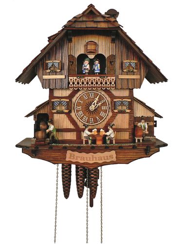 Cuckoo clock with Beer drinkers in the 'Brauhaus'.