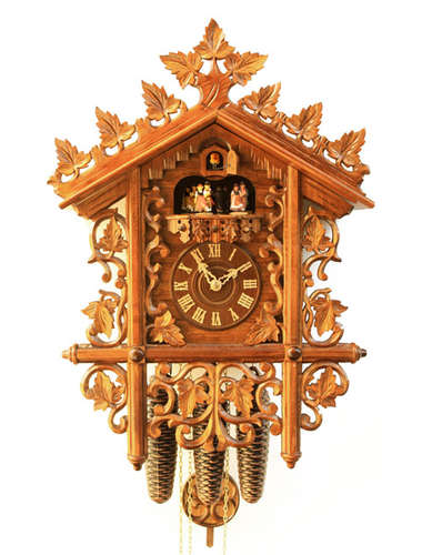A Cuckoo clock with fine and intricate carving