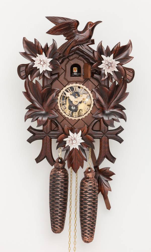 Cuckoo clock with Edelweiss flowers