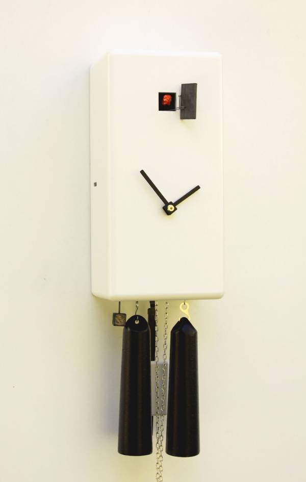 Simple line white Cuboid Cuckoo clock