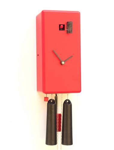 Simple line red Cuboid Cuckoo clock