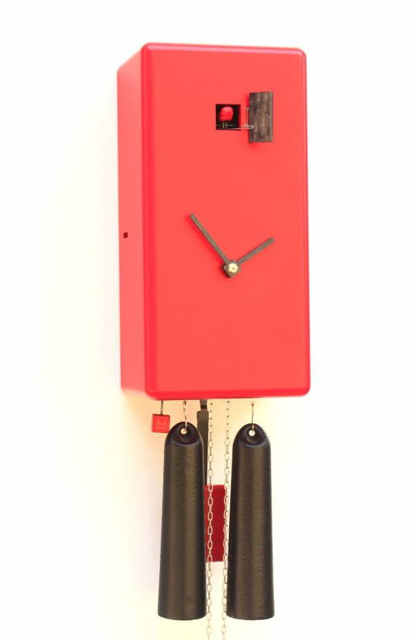 8 day Simple line red Cuboid Cuckoo clock